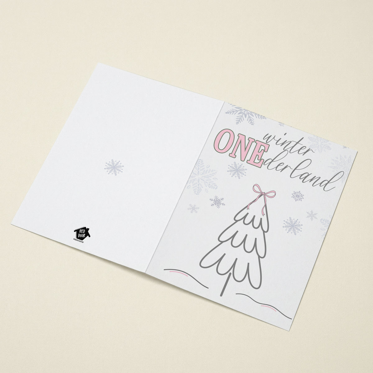 Pink Winter Onederland - 5x7 Single Card