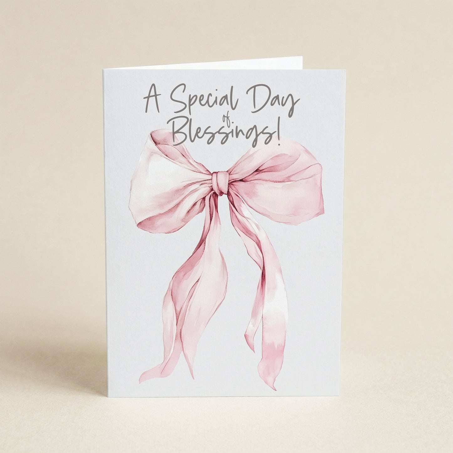 Pink Bow Blessing - Single 5x7 Card