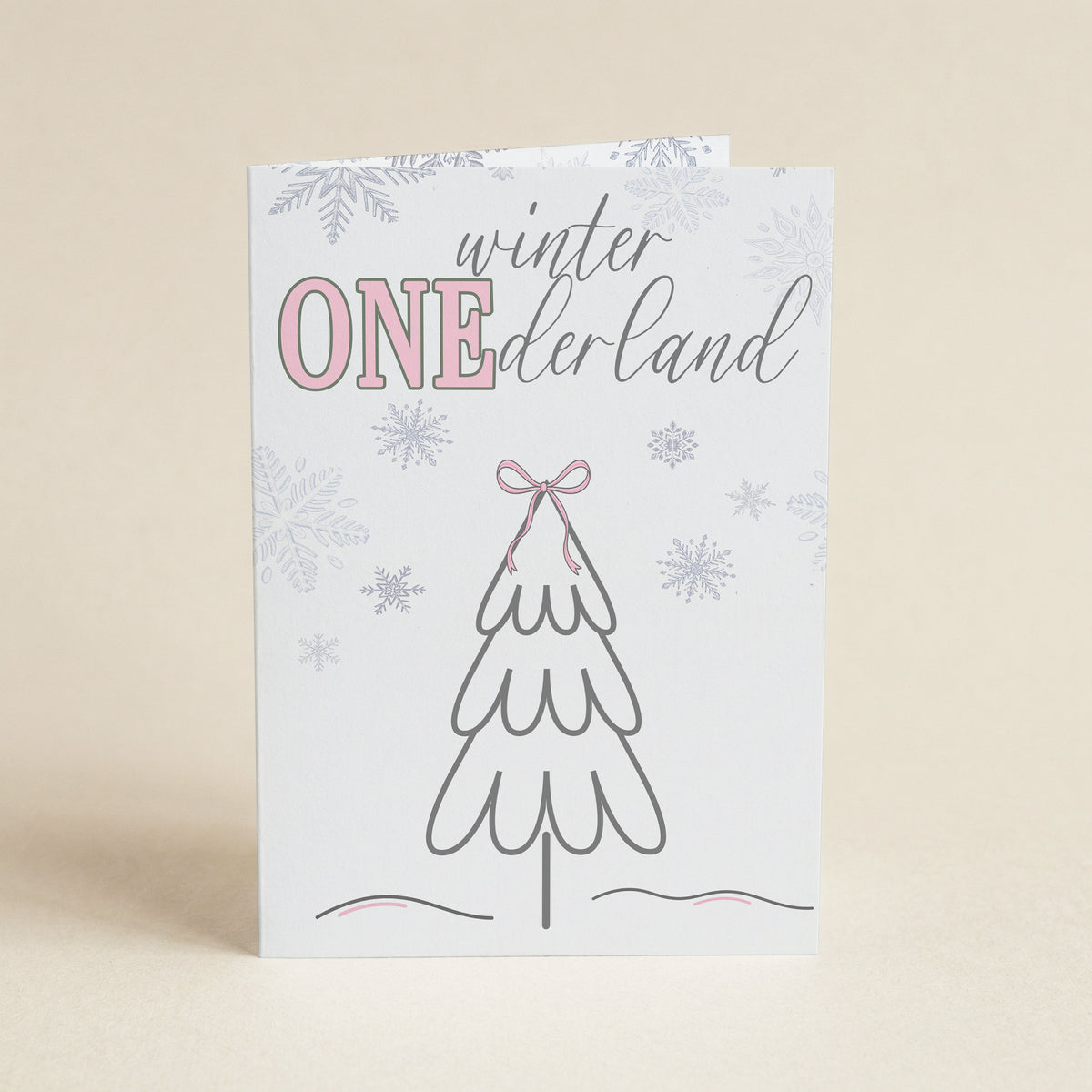 Pink Winter Onederland - 5x7 Single Card