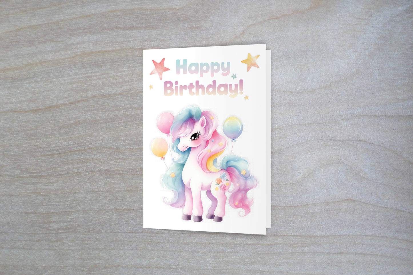 Magical Pony Birthday Card - Single 5x7 Card