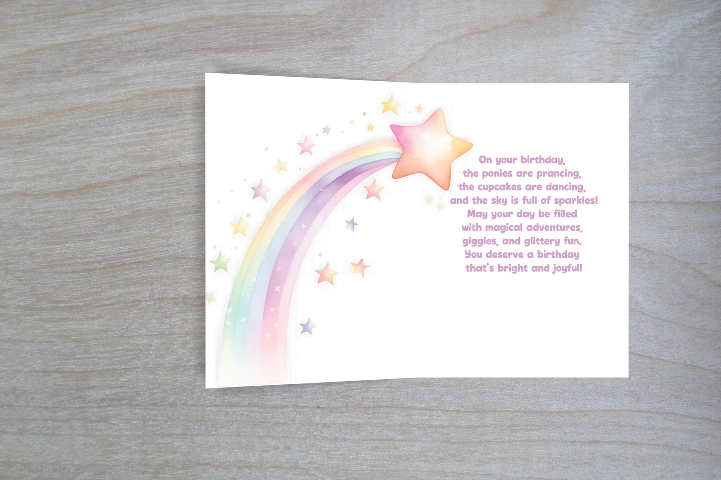 Magical Pony Birthday Card - Single 5x7 Card