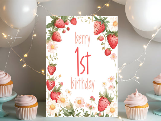 Berry 1st Birthday - Single 5x7 Card