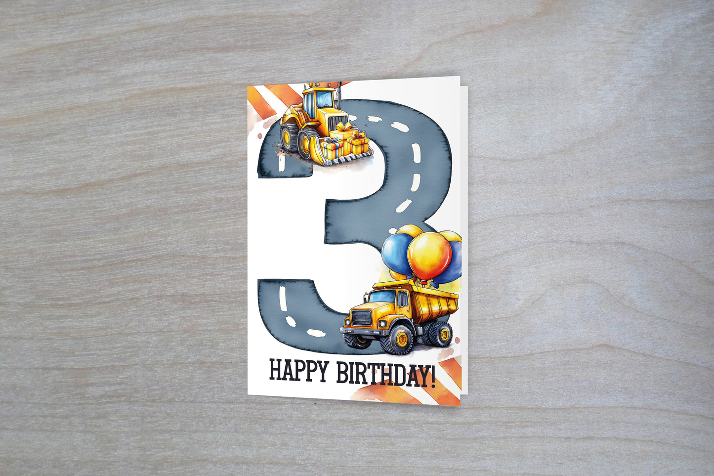 Construction 3rd Birthday - Single 5x7 Card