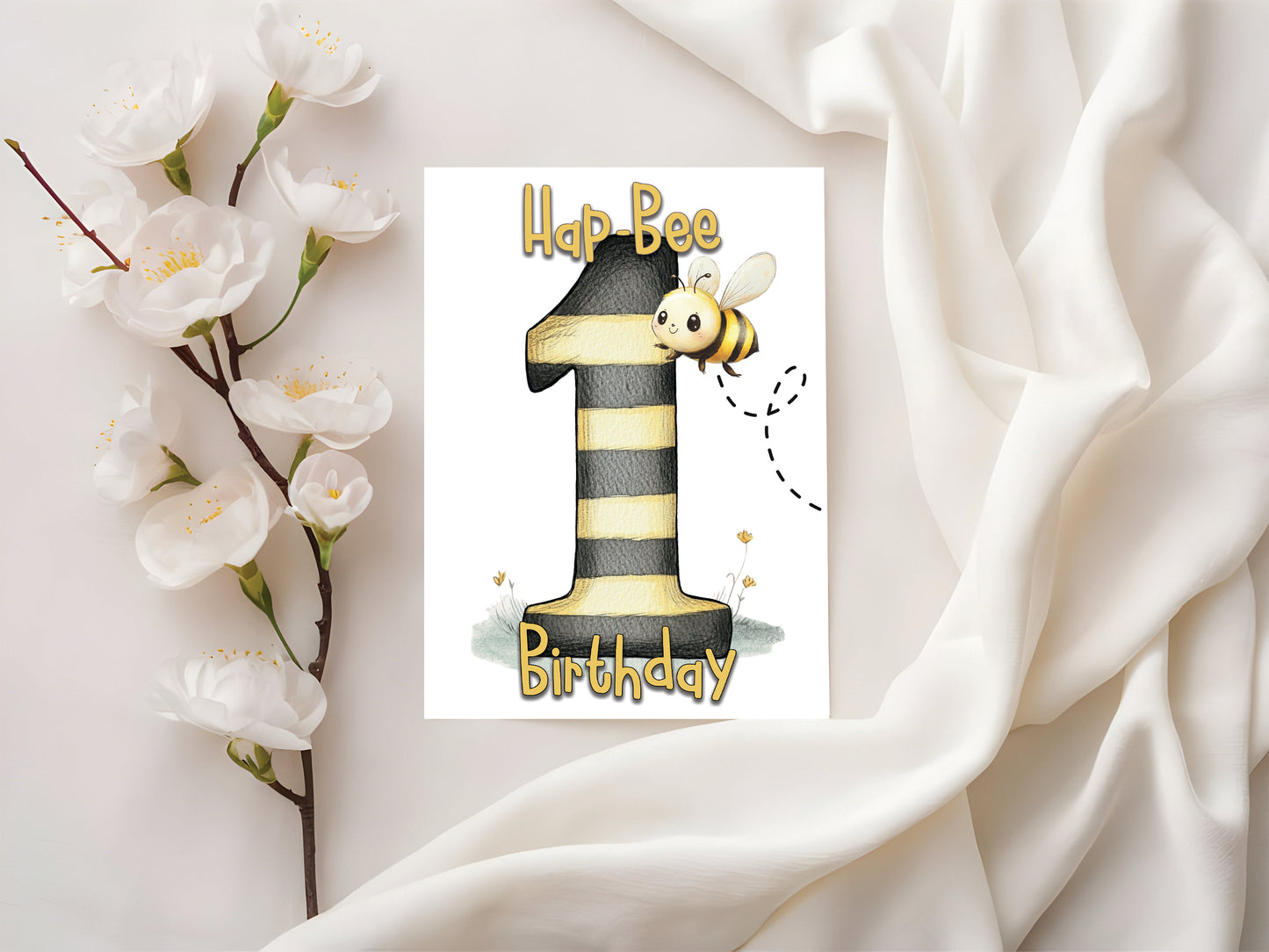 Hap-BEE First Birthday - Single 5x7 Card