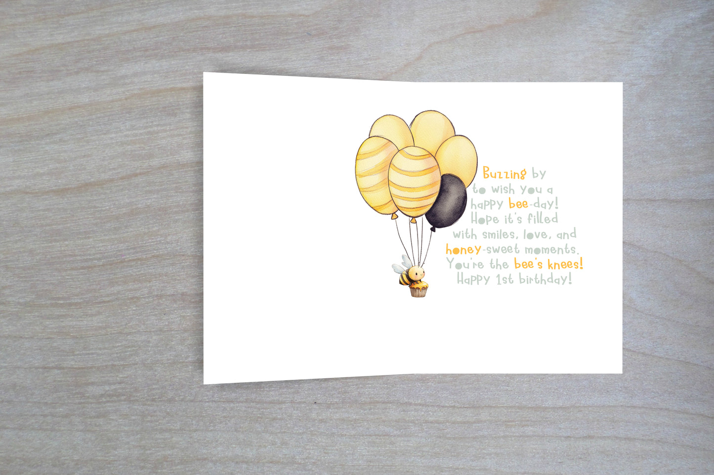 Hap-BEE First Birthday - Single 5x7 Card