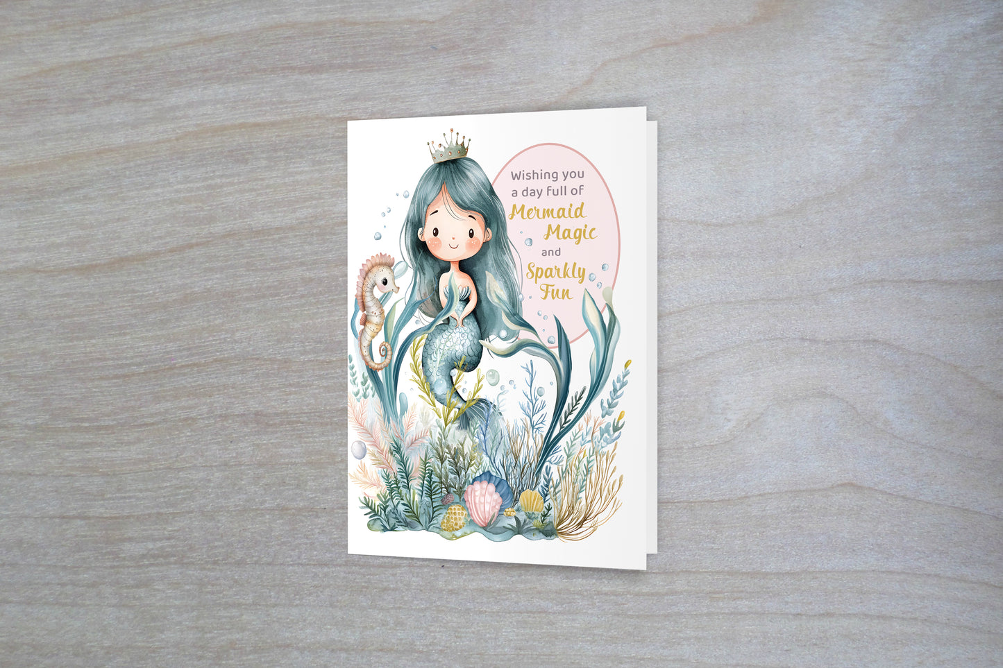 Magical Mermaid Birthday Card - Single 5x7 Card