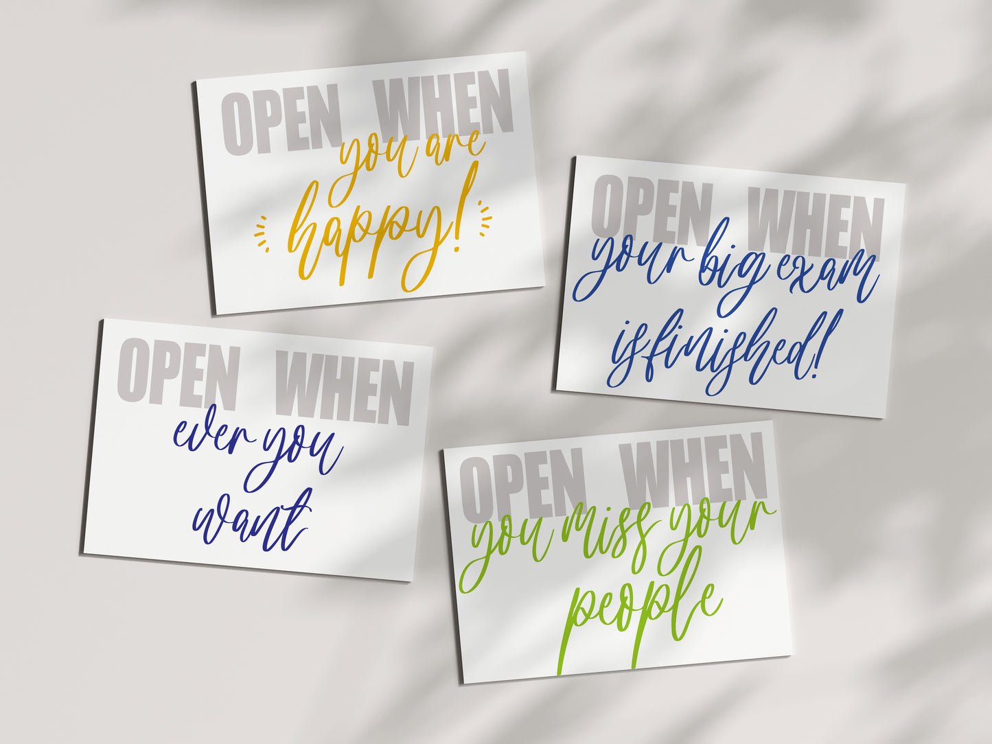 Open When Envelopes - set of 10 envelopes and 10 blank flat cards