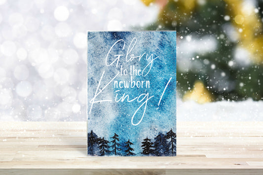 Blue Christmas Christian Card - Includes 25 cards