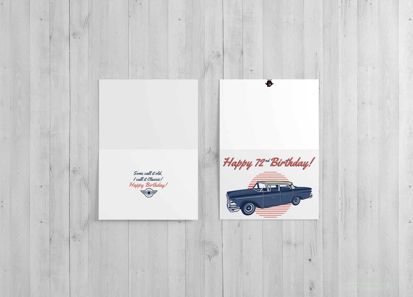 72nd Vintage Car Birthday - Single Card