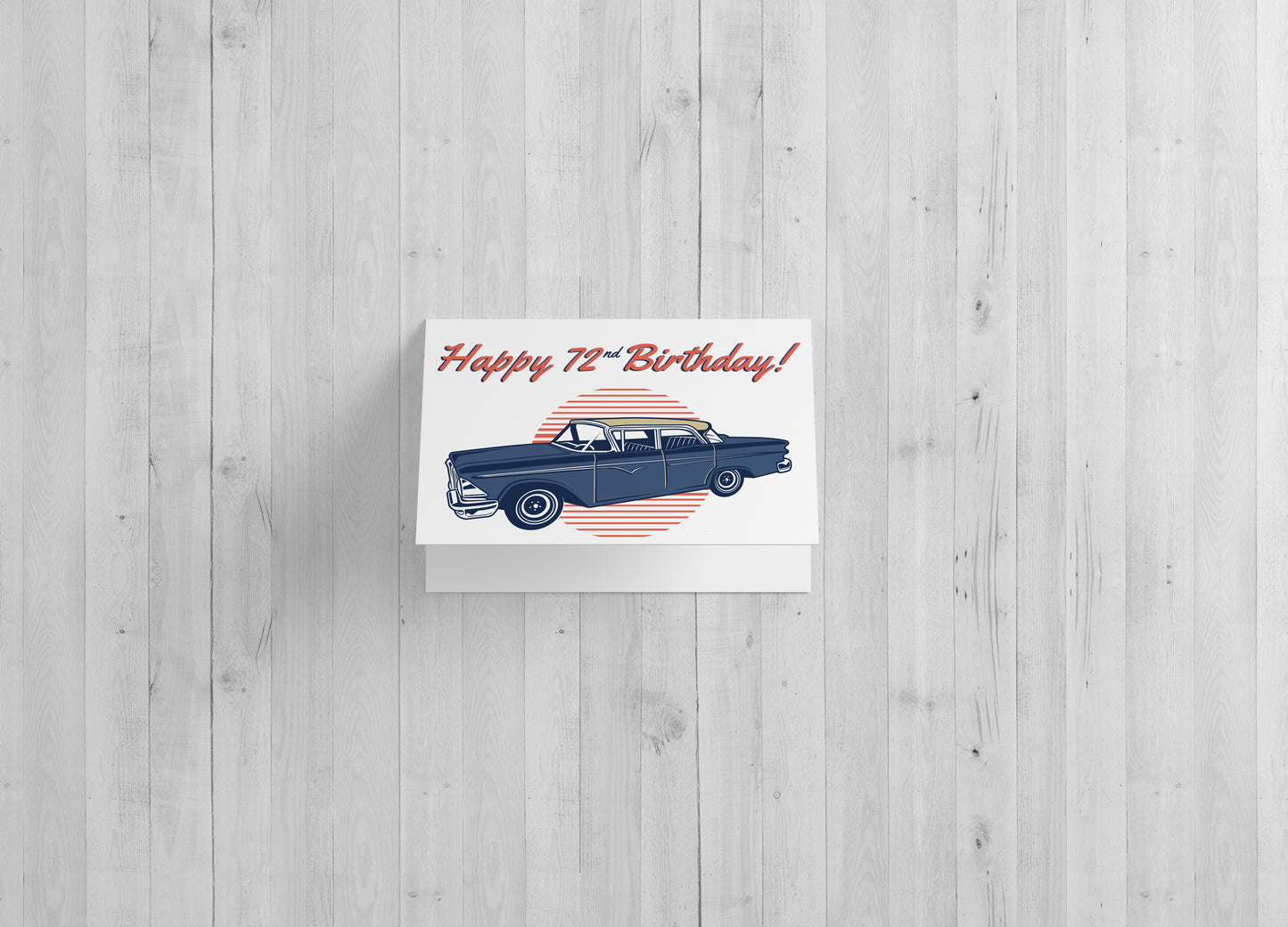 72nd Vintage Car Birthday - Single Card