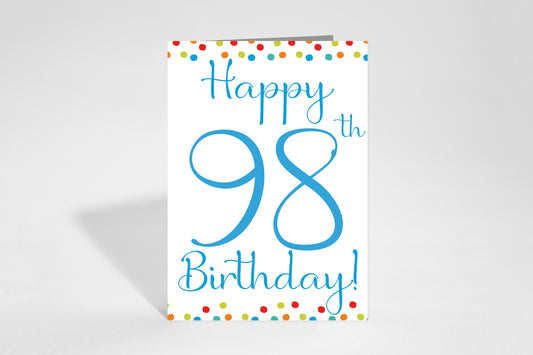 98th Birthday - Single Card
