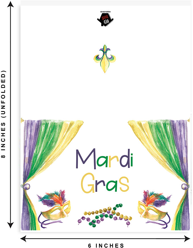 Mardi Gras Greeting Card - Includes 25 cards