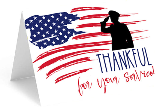 Thankful for service Military Cards - Single or pack of 20