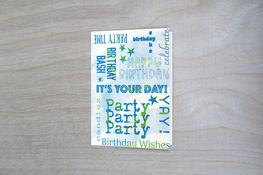 Fundraiser Blue Green Birthday - Single Card