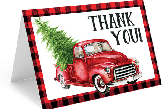 Red Truck Thank You Cards - Included 25 cards